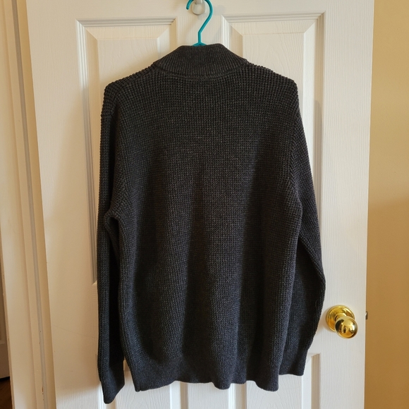 Denver Hayes dark charcoal grey zip up mockneck knit sweater large - Picture 5 of 8